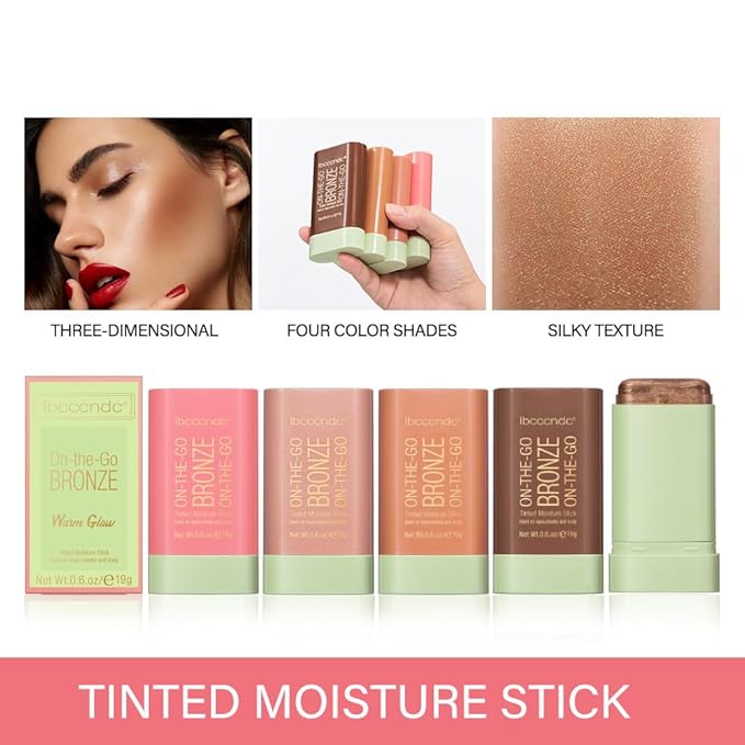 Cream Contour Stick,Bronzer Contouring Stick Facial Cream Highlight Contour Shaping Face Bronzer Makeup Blendable,Long Lasting 03-Rich Glow