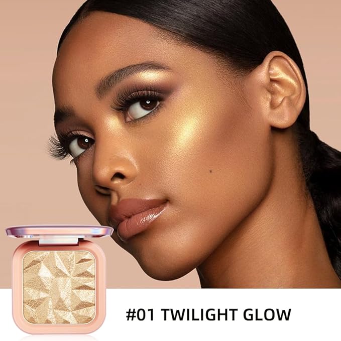 ELESSY Highlighter Makeup Palette,Highlighter Palette Long Lasting Face illuminator Makeup Palette Shimmer Highlighter Powder Suit All Skin Tones-TWILIGHT GLOW