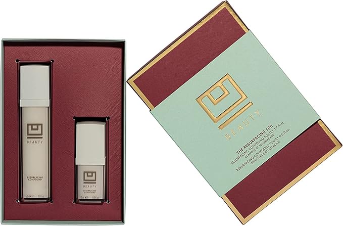 U Beauty Resurfacing Compound Value Set | Vitamin C Serum with Retinol, Vitamin E, AHA Exfoliant, Hyaluronic Acid, Anti Aging and Discoloration - 0.5 fl.oz (Set of 2)