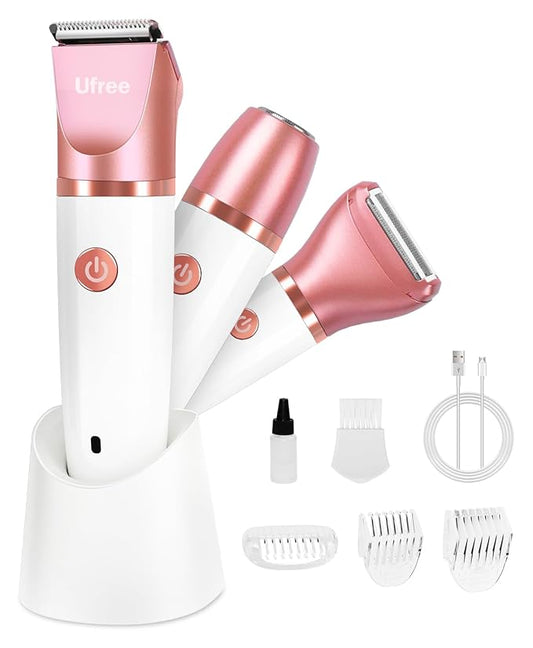 Ufree Electric Shaver Razors for Women Pubic Hair, Bikini Trimmer for Face and Body Hair, Wet & Dry Use Groomer, Hair Trimmer, Birthday Gifts for Women, Gold