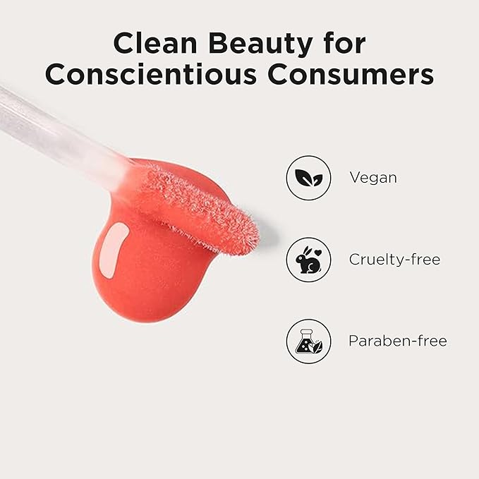 Côte Beauty The Necessity Peptide Lip Shine in Branson - Plumping Coral Lip Gloss with Hyaluronic Acid, Shea Butter & Jojoba Oil - Non-Sticky, Long-Lasting Hydrating Formula