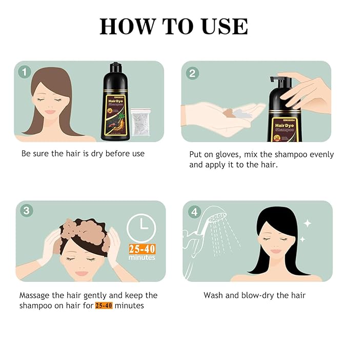 Chestnut Brown Hair Dye Shampoo 3 in 1, Long-lasting & Natual Hair Color Shampoo, Herbal Ingredients Natural Shampoo Hair Dye Effect in Minutes, Gifts for Men Women 500ml