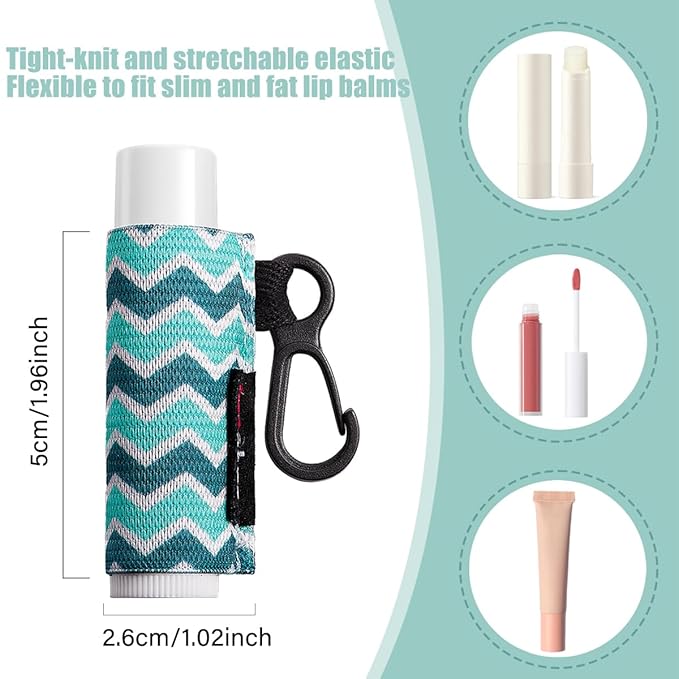 5pcs Lip Balm Holder Keychain Lipstick Sleeves Lip Gloss Holder Chapstick Elastic Sleeves for Men Women(Dot/Strip)