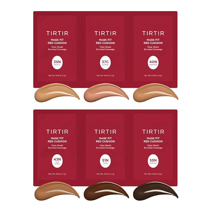 TIRTIR Mask Fit Red Cushion Foundation *Trial Kit* #Deep | Japan's No.1 Choice for Glass skin, Long-Lasting, Lightweight, Buildable Coverage, Semi-Matte