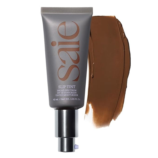 Saie Slip Tint Tinted Moisturizer with SPF 35 - Light Coverage, Glowy Skin Tint & Mineral Sunscreen for Face with Hydrating Hyaluronic Acid - Summer Makeup Essential - Shade Nine + Half (1.35 oz)