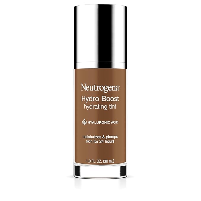 Neutrogena Hydro Boost Hydrating Tint Foundation Makeup for Dry Skin, with Hyaluronic Acid, Lightweight Oil-Free Water Gel, Non-Comedogenic, 135 Chestnut Color 1.0 fl. oz
