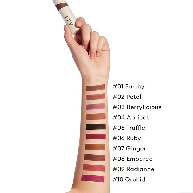 ITY Velvet Matte Finish Lip Stain-Mousse Textured Lip Clay, Red Shade, Conceals Lip Lines, Rich Pigment Lip Tint Lipsticks, 0.14 oz (4g) in Earthy, Berrylicious.