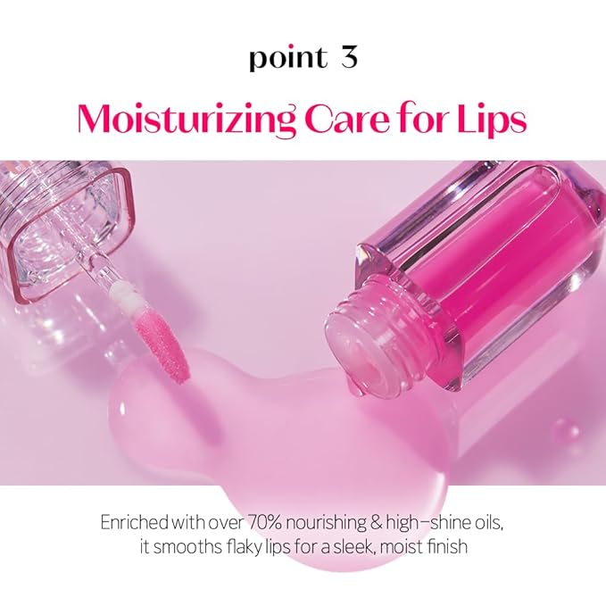 ETUDE Dear Darling Oil Tint #6 Pink Oil 4.2g | High Moisturizing and Strong Hydrating Lip Oil/Lip Gloss | Smooth and Moist Lips | Non-Sticky Lip Oil Tint For Dry Lips | K-beauty