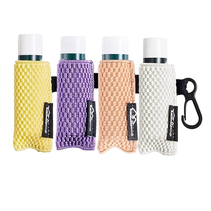 WKieason Lip Balm Sleeves Holder Keychain 4pcs Clip on Chapstick Keychain Holder Pouch Tight-Knit Elastic Lipstick Key Chain Holder