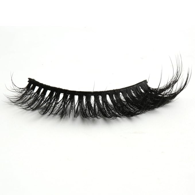 SUNWELL False Eyelashes 15mm Mink Lashes Cat Eye Lashes 8D Fluffy Wispy Foxy Eye Fake Lashes Strips Natural Look Faux Mink Lashes 10 Pairs Pack