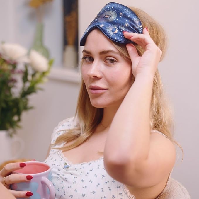 SMUG Satin Sleep Mask & Eye Mask - Deep Dream Sleep Masks for Women & Men - Soft Sleeping Eye Mask to Nourish Skin, & Reduce Dark Circles - Eye Sleep Mask to Block Out Light - Blue Celestial 3-Pack