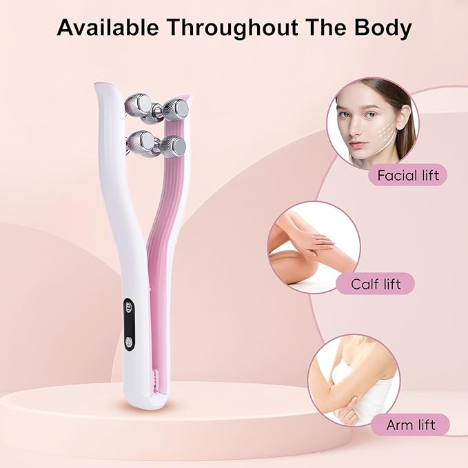 2025 Multi-Functional Face Lifting Device, V Roller Face Lift, Tightening, Skin Care, Double-Sided Roller Design, Type-C Fast Charging, Portable Beauty Device with 3 Adjustable Settings (White)