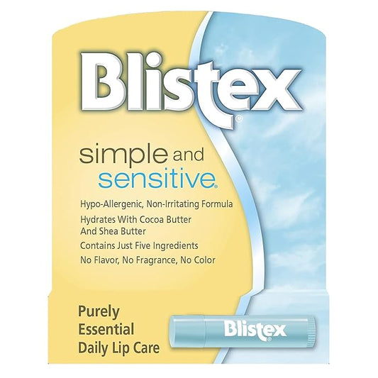 Blistex Simple and Sensitive Hypo-allergenic, Non-irritating Lip Moisturizer, (5-pack)