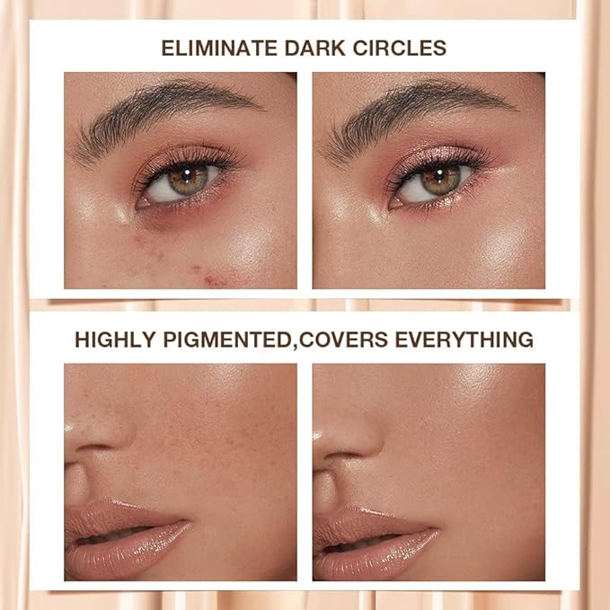 evpct Pot Concealer Full Coverage kit with Brush for Older Women, 4 Nude Shades Under Eye Color Corrector Concealer Palette for Dark Circles Mature Skin Makeup, Waterproof Foundation Color Corrector