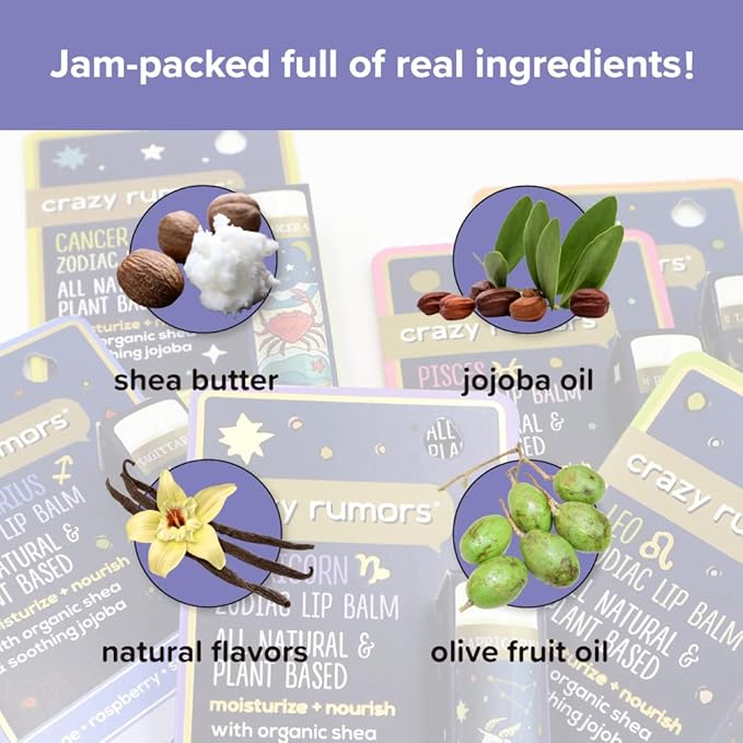 Crazy Rumors Sagittarius Zodiac All Natural, Plant Based Lip Balm to Moisturize and Nourish your Lips - Fire Blend (Sweet Orange, Fresh Berry, Aromatic Spice)