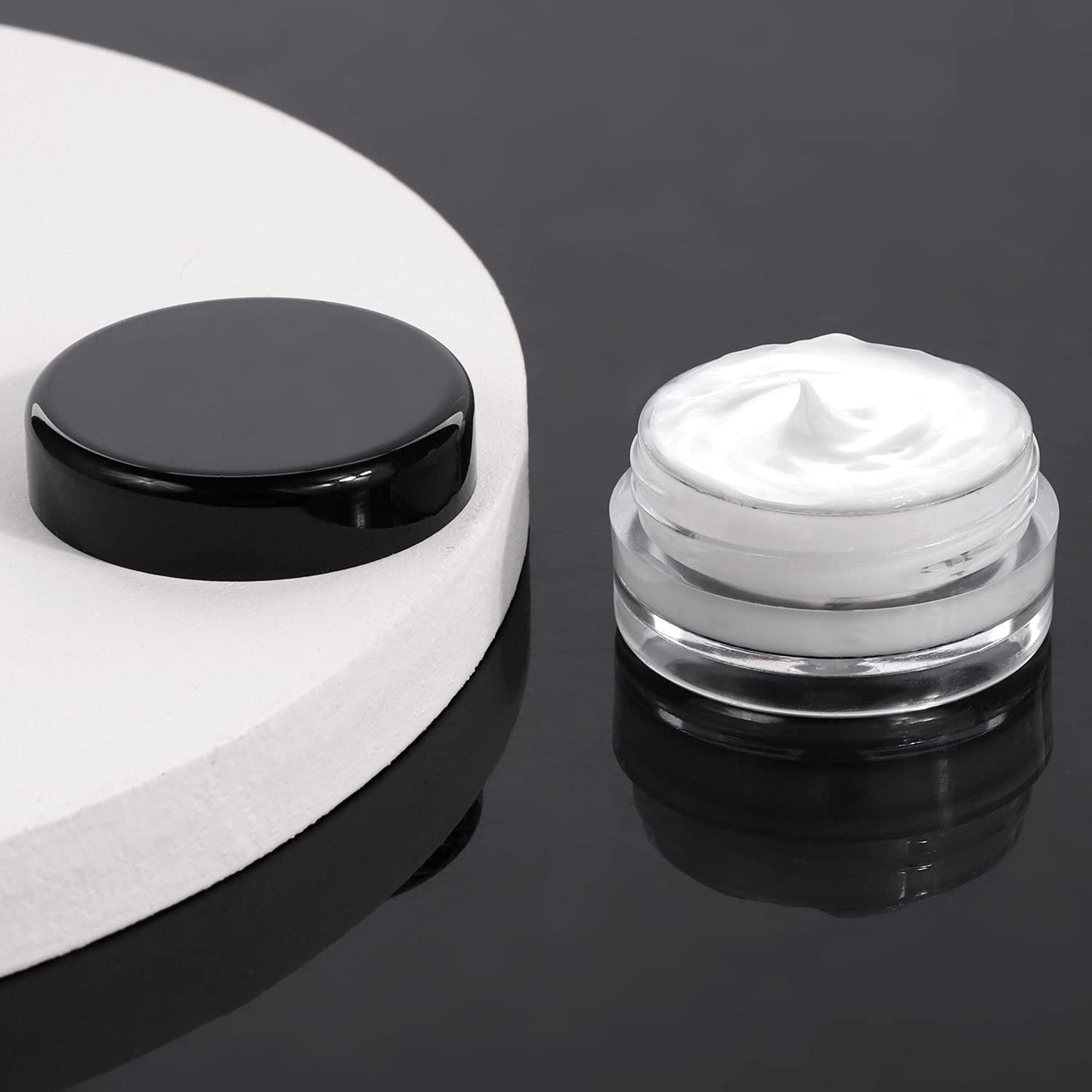 100 Count 10g Small Sample Containers with Lids Plastic Jar Cosmetic Jars Empty Makeup Jars Lip Balm Containers - Black