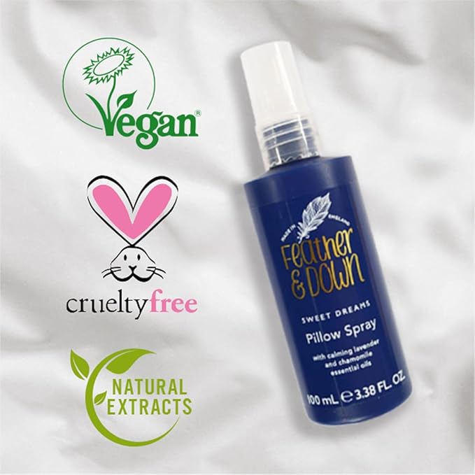 Feather & Down Straight to Sleep Gift Set: 50ml Pillow Spray & 50ml Body Lotion, The Perfect Sleep Duo, Infused with Lavender & Chamomile Essential Oils, Vegan & Cruelty Free