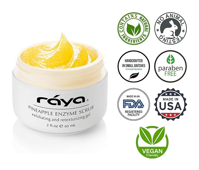 RAYA Pineapple Enzyme Facial Scrub (120) | Exfoliating and Refining Facial Scrub for Combination Skin | Creates a Glowing Complexion | Made with Pineapple Enzymes and Jojoba Beads