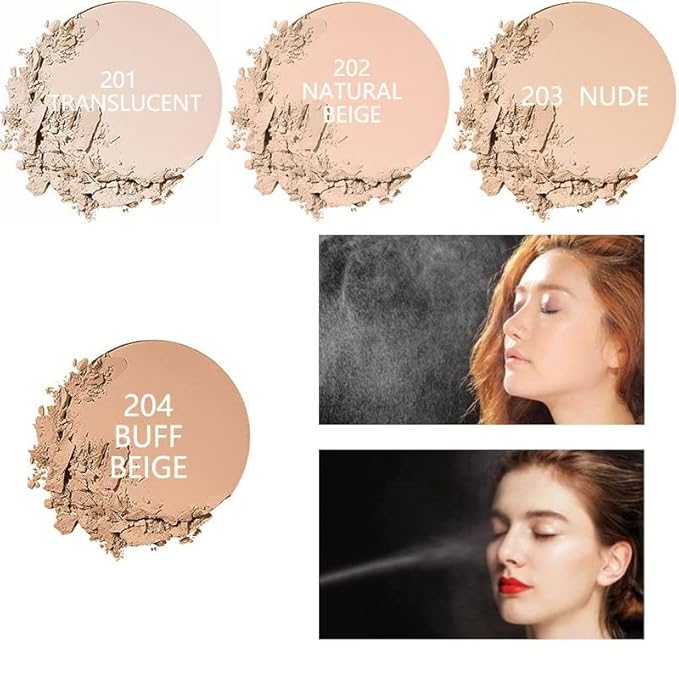 2 Pack PHOERA Matte Face Powder, Control Oil Brighten Skin Color Cover Blemish Makeup Face Setting Setting Powder 。 201-Translucent