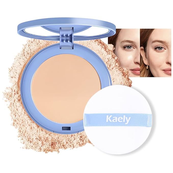 evpct Kaely Oil Control Pressed Face Powder, Get Smooth Flawless Fine Lines and Lightweight Finishing Foundation, Control Shine Long Lasting Waterproof Face Setting Powder Cosmetic, 06 Vanilla