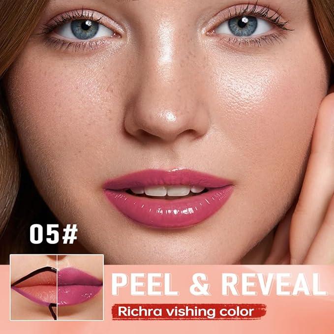 Deep Raspberry Peel Off Lip Gloss Tattoo and Lip Oil, Lip Stain Peel Off Masque - Peel Off Lip Tint ,Long Lasting Waterproof Transfer-proof Lip Mask Lip Gloss Peel Off Lip Liner,Stay Lip Makeup 05#