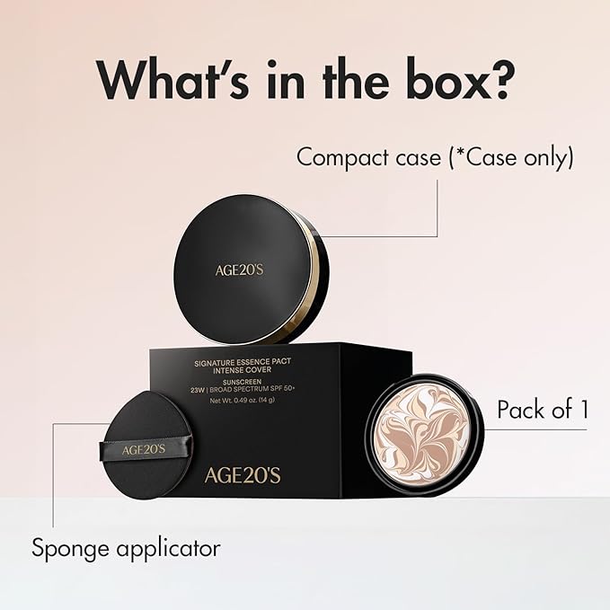 AGE20'S Signature Essence Pact SPF 50+ | Pack of 1 | 21N VANILLA | Cream Foundation, Dewy Finish, Natural Coverage | Korean Cushion Foundation