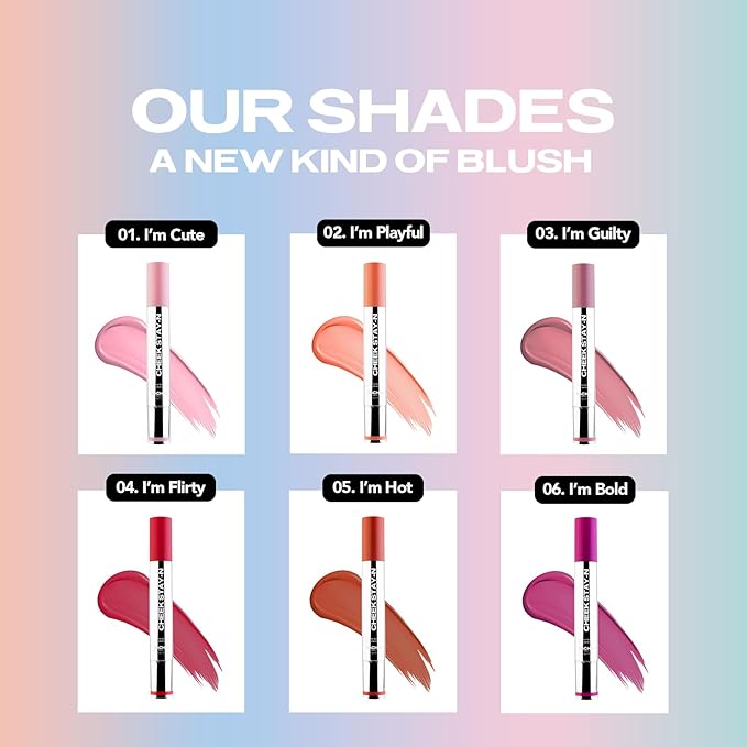 Sacheu Cheek STAY-N Liquid Blush for Cheeks — High Pigment, Buildable, Lightweight Cream Blush Infused With Squalane, for Dewy & Radiant Flushed Cheeks — Long-lasting & Cruelty Free, I'm Hot