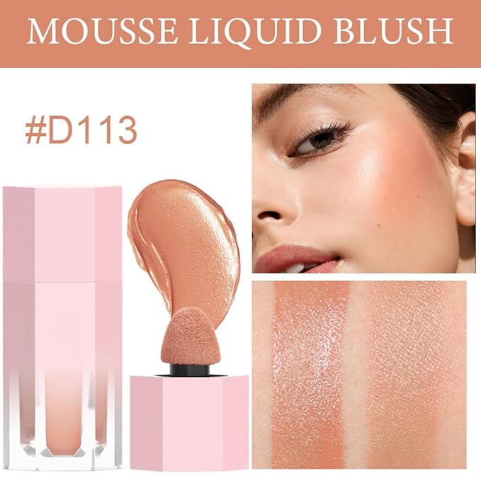 evpct 2Pcs Soft Cream Velvet Liquid Blush Makeup for Cheeks Lips, Moisturizing Lightweight Blendable Feel Waterproof Long-Wearing Smudge Proof Natural Matte Finish Looking Dewy Cheek Tint D111 & D113