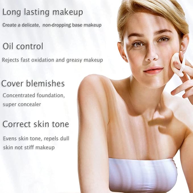 Foundation Makeup Concealer, Medium-to-Full Coverage Foundation Cream, Long Lasting Waterproof Up to 12HR Hybrid Setting Powder