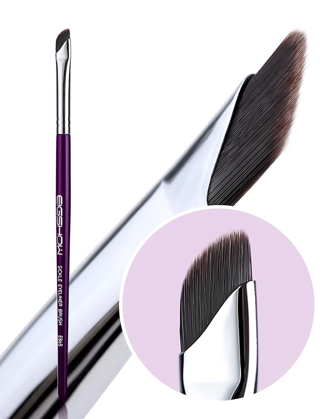 Eyeliner Brush, EIGSHOW Sickle Angled Gel Eyeliner Makeup Brush for Precise Eye Liner, Eyebrow, Eyelid with Ultra Thin Vegan Bristles (E865 Purple)