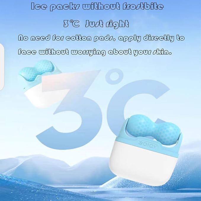 Ice Roller for Face ，Ice Face Roller Cold Therapy Tools, Cold Facial Ice Roller Massager for Eye Puffiness, Migraine, TMJ Pain Relief & Minor Injury, Skin Care Products (Blue)