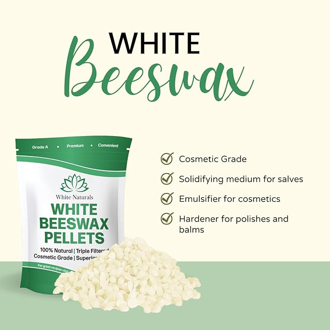 Bulk White Beeswax Pellets 5lb, Pure, Natural, Cosmetic Grade, Organic, Bees Wax Pastilles, Triple Filtered, Great For Candle Making, Soap, Food Wrap, DIY Projects Lip Balms, Lotions, and More!