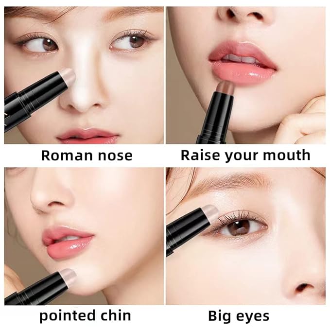 Double head outline pen, fluorescent pen stick, concealer, durable waterproof cosmetic pen, corrective makeup (#1)