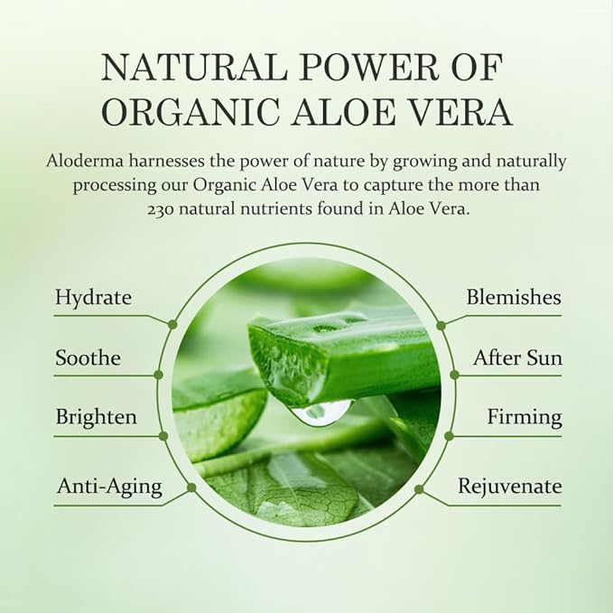 Aloderma 99% Organic Aloe Vera Gel for Face Made within 12 Hours of Harvest, Natural Hydrating Pure Aloe Vera for Soothing Skincare, Moisturizing Aloe Gel for Skin, Face, Sensitive Skin, 4oz - 2ct