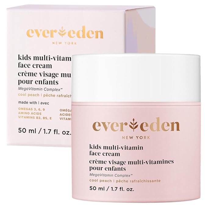 Evereden Kids Face Cream: Cool Peach, 1.7 oz. | Face Lotion | Clean and Non-Toxic Face Moisturizer | Multi-Vitamin Skin Care for Kids