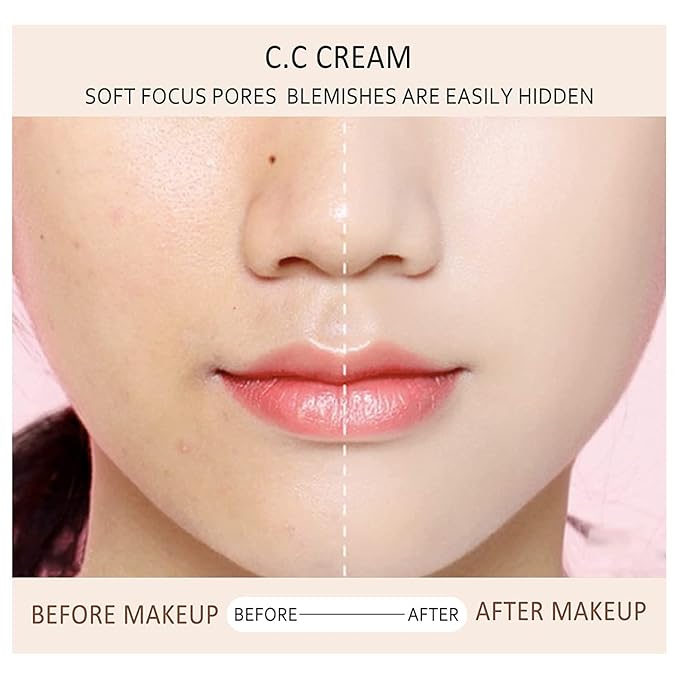 2pcs Skin Tone Adjusting CC Cream SPF 50, New Cosmetics CC Cream, Pre-makeup Primer Moisturizing Skin Concealer Brightening Skin Tone(Natural Color)