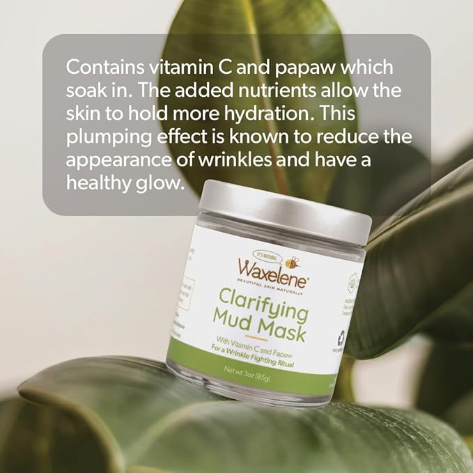 Waxelene Clarifying Mud Mask Dry Blend - Wrinkle Fighting Ritual Cleans Pores Hydrates Nourishes Skin Vitamin C Papaw Bentonite French Green Clay