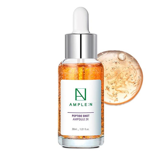 AMPLE:N Peptide Shot 2X Ampoule – Intensive Age Defying Concentrate Face Serum with Peptide Threads – Erasing Wrinkles and Improve Firmness – Lifting Sagging Skin – Plump, Repairs Skin, 1.01 fl.oz.