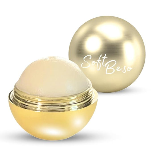 SoftBeso Lip Balm| Gold-Vanilla Flavor| Vegan Lip Care|Clean Ingredients | Lip Balm for Beautiful, Soft Lips | Hydrating & Nourishing Lip Care Products | Premium Lip Balm Ball