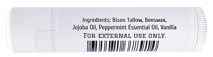 Tallow Balm – Bison Tallow Lip Balm Set of 2 – Moisturizing and Natural Lip Balm for Chapped Lips Vanilla Peppermint Lip Balm