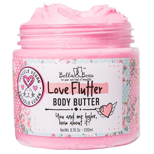 Bella and Bear Love Flutter Body Butter, Hydrating Formula, Soften & Prevent Scars, Stretch Mark Cream, 6.7oz
