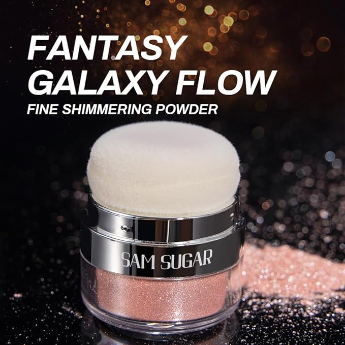 Glitter Body Highlighter Powder Body Shimmer Sparkle Face Brightening Highlighter Powder for Face Eyes Body Glow Makeup With sponge head（01#）