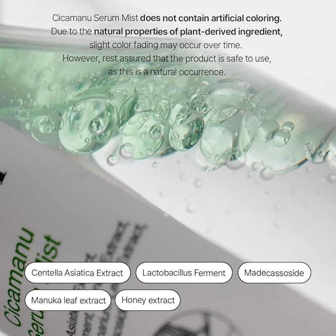 Parnell Cicamanu Serum Mist - Centella Asiatica, Hyaluronic Acid, Ceramide, LHA, Balancing Oil, Moisturizing and Soothing for Radiant Skin (1.69 Fl Oz / 50ml)