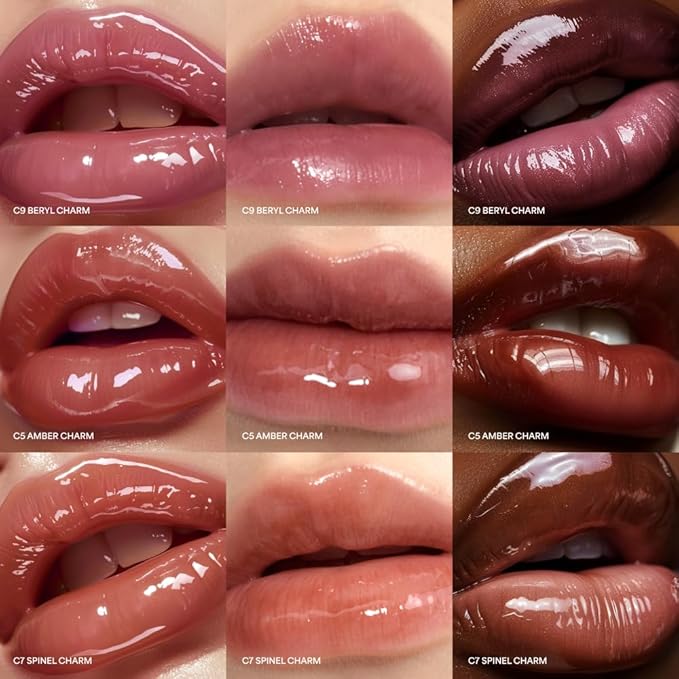 ENTROPY Makeup 2-in-1 Charm Shiny Glowy Lip & Cheek Gloss Tint Keychain, High Pigment Glossy Lip Color & Plumping Gloss, C6 Water Wood Charm