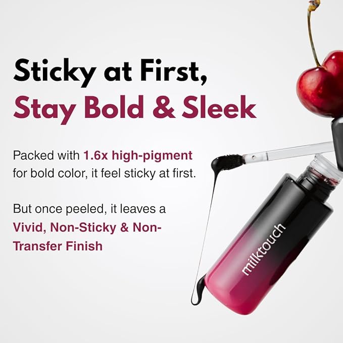 MILKTOUCH Black Peel Off Lip Tattoo - Long-Lasting Matte Lip, Waterproof & Transfer-Proof, Highly Pigmented, Stay-On-All-Day Lip Tint Stain (4.5g) #05 Black Fig