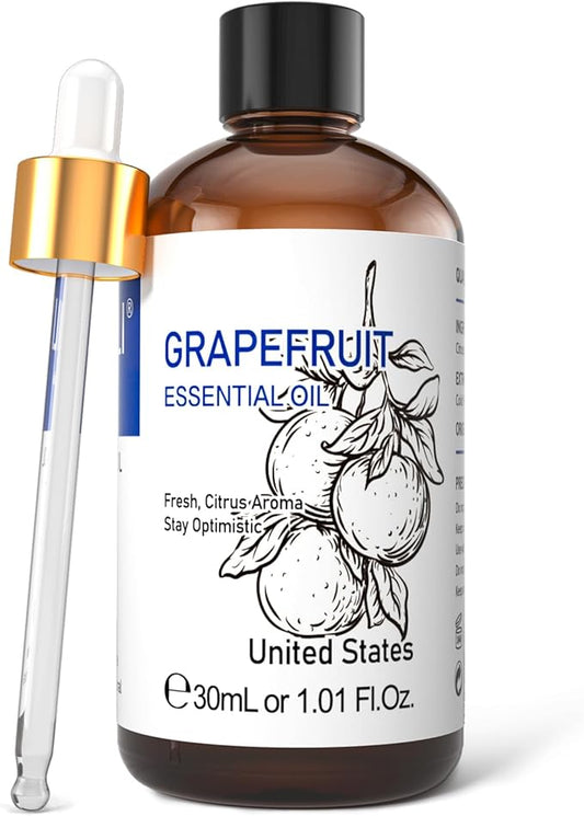 HIQILI 30 ml Grapefruit Essential Oil, for Diffuser, Skin Care,100% Pure and Natural - 1 Fl Oz