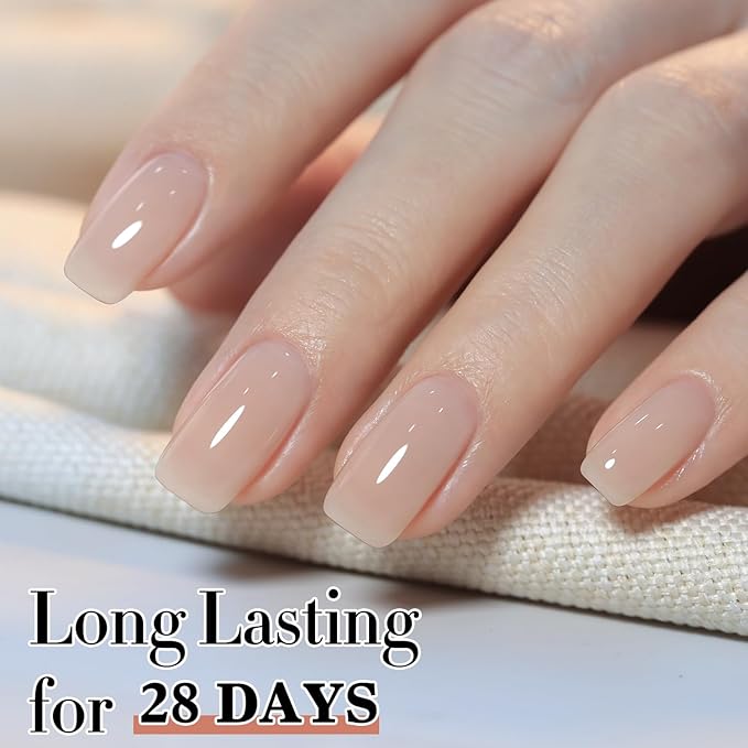 Double Rhythm 0.5Oz Translucent Gel Polish Sheer Neutral Natural Light Milky Same Color Same Bottle 15ML Jelly Gel Polish Art DIY at Home (Nude Beige-A1417)