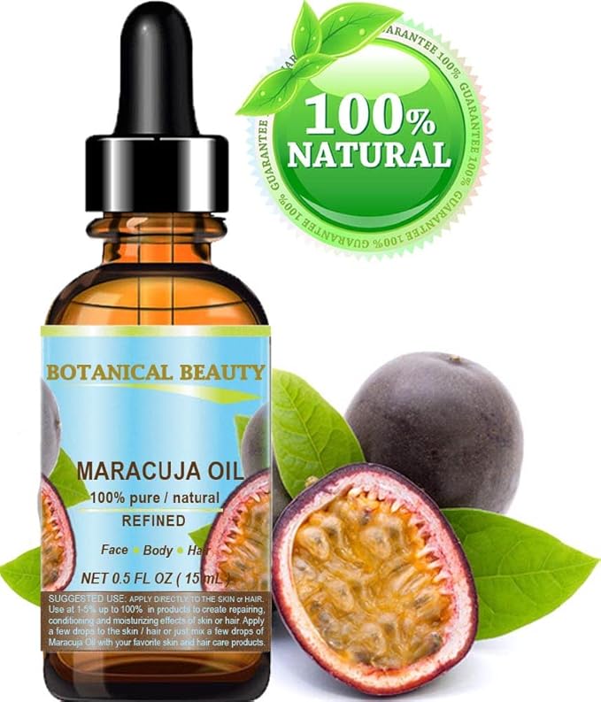 MARACUJA OIL 100% Pure Natural Cold Pressed Undiluted for Face, Skin, Hair, Body, Lip, Nails 0.5 Fl.oz.- 15 ml Rich in Vitamin C
