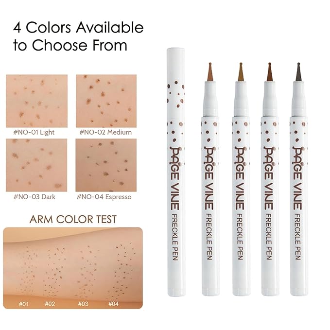 2 Pack Freckle Pen,Liquid Face Fake Freckles Makeup Pen to Create Natural Freckle Makeup and Freck beauty,Fake Freckles Waterproof for Lifelike Sunkissed Makeup,Mole Pen (01Light+02Medium)