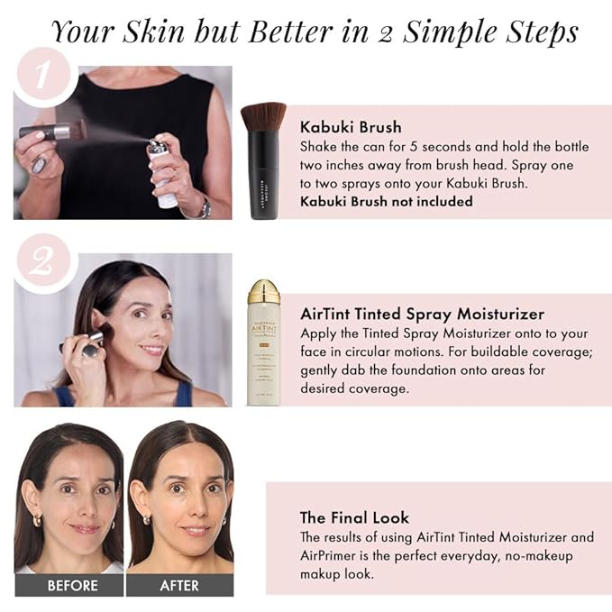 Jerome Alexander MagicMinerals AirTint Tinted Moisturizer AirBrush Spray Light Shade | Tinted Moisturizer Spray with Anti-Aging Ingredients | Dark Espresso